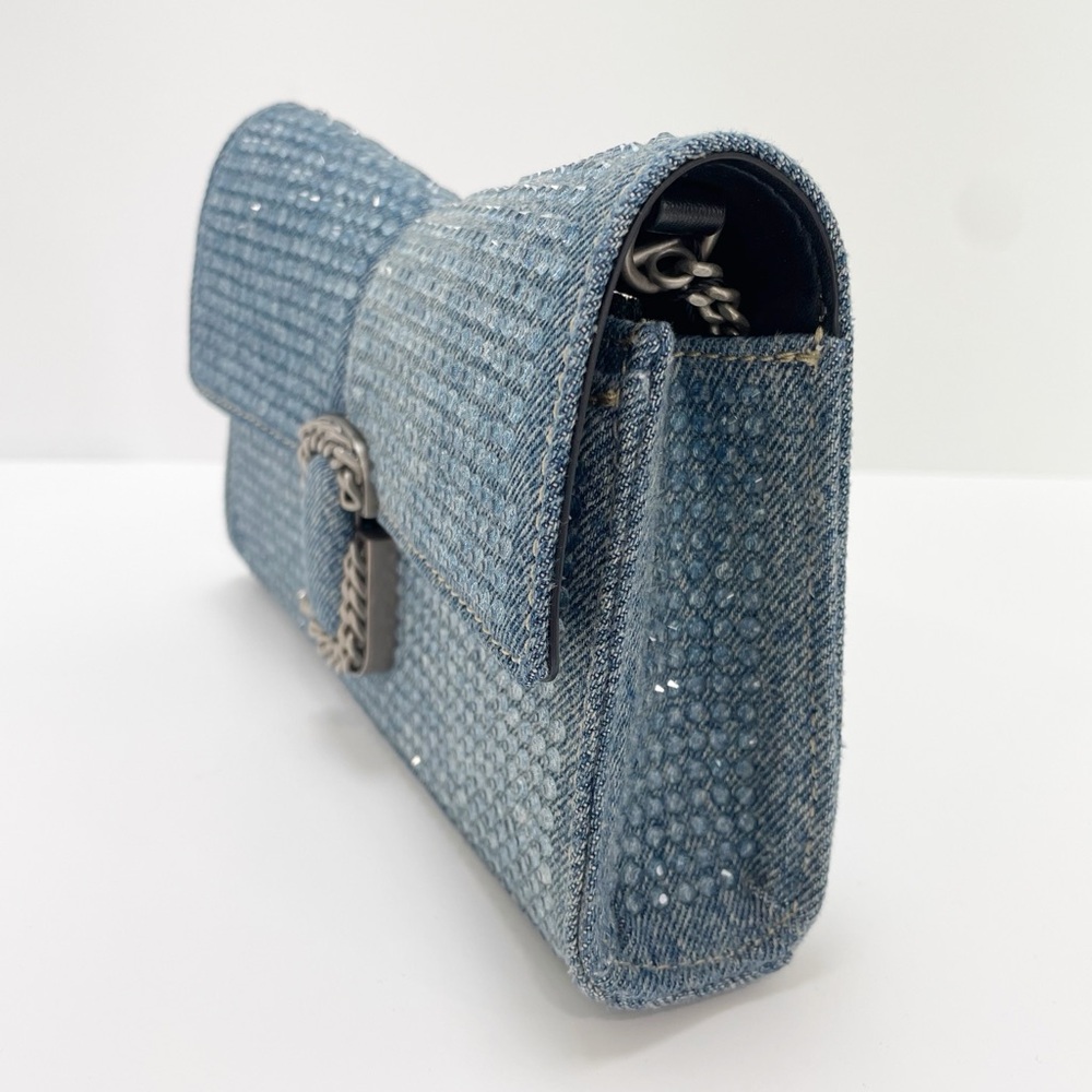 Marc Jacobs The Crystal Denim St. Marc Chain Wallet Crossbody Bag Blue - Picture 11 of 16